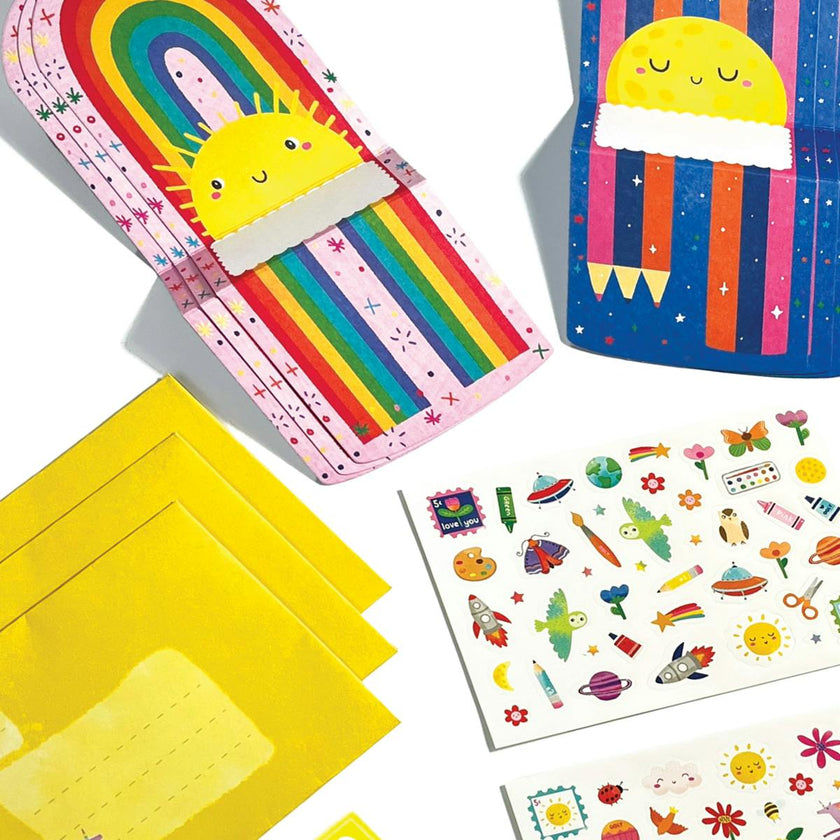 Tiny Tadas! Note Cards and Sticker Set - Hello Rainbows - 6 Cards Envelopes