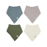 Cotton Muslin + Fleece Bandana Bib 4 Pack - Sea