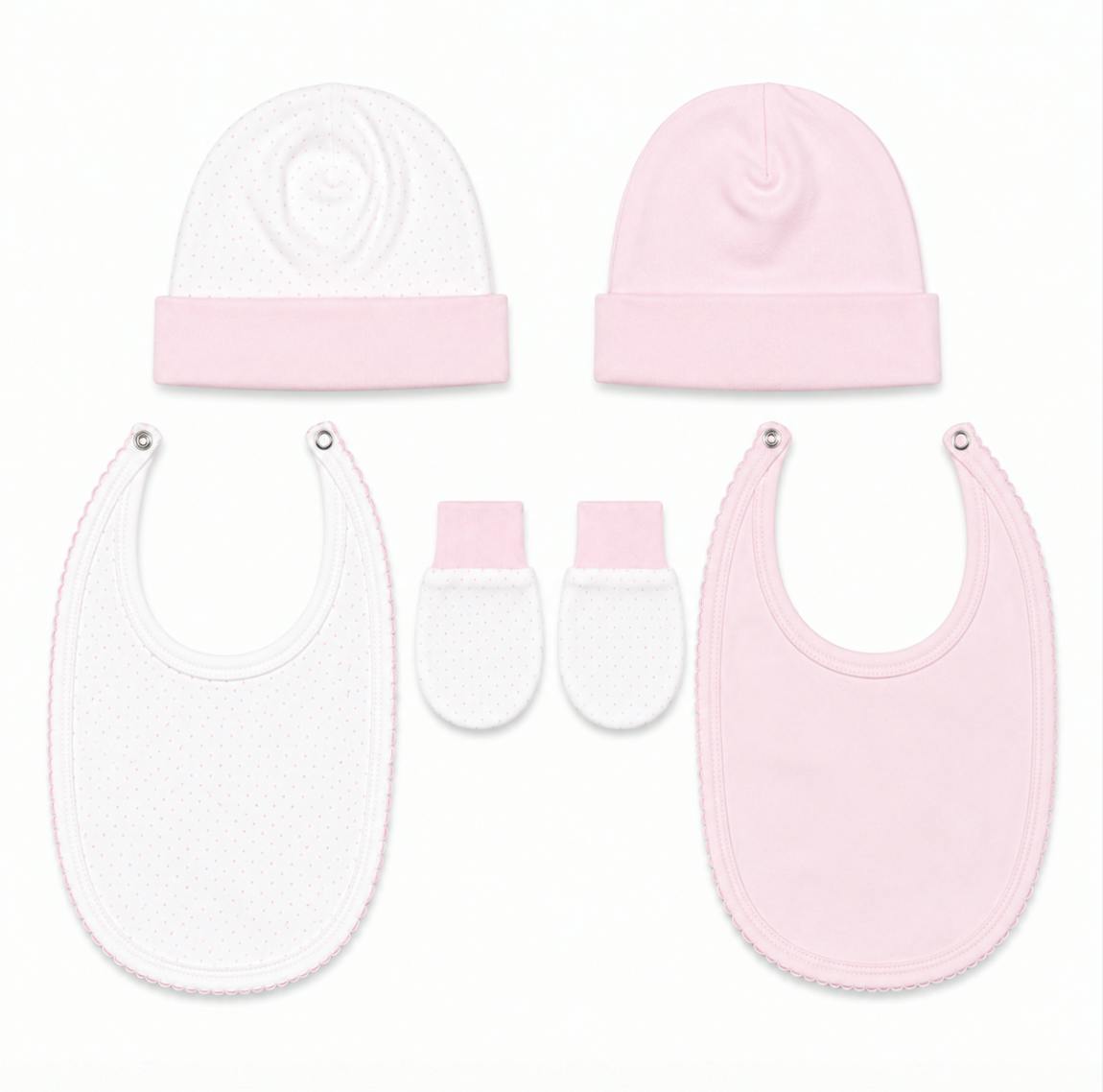 Newborn Deluxe Essentials Gift Set - 2 Bibs, 2 Hats & Mittens