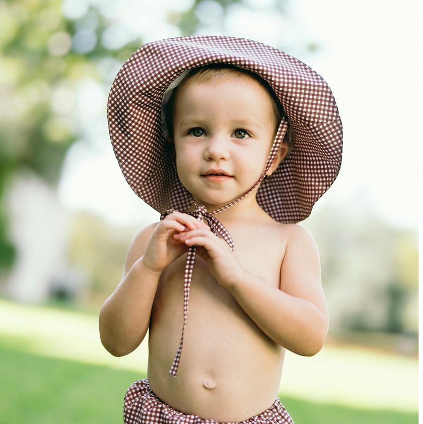 baby cocoa gingham sun hat