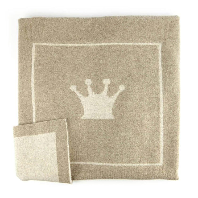 Little Royals Cashmere Crown Plaid - Beige/Natural