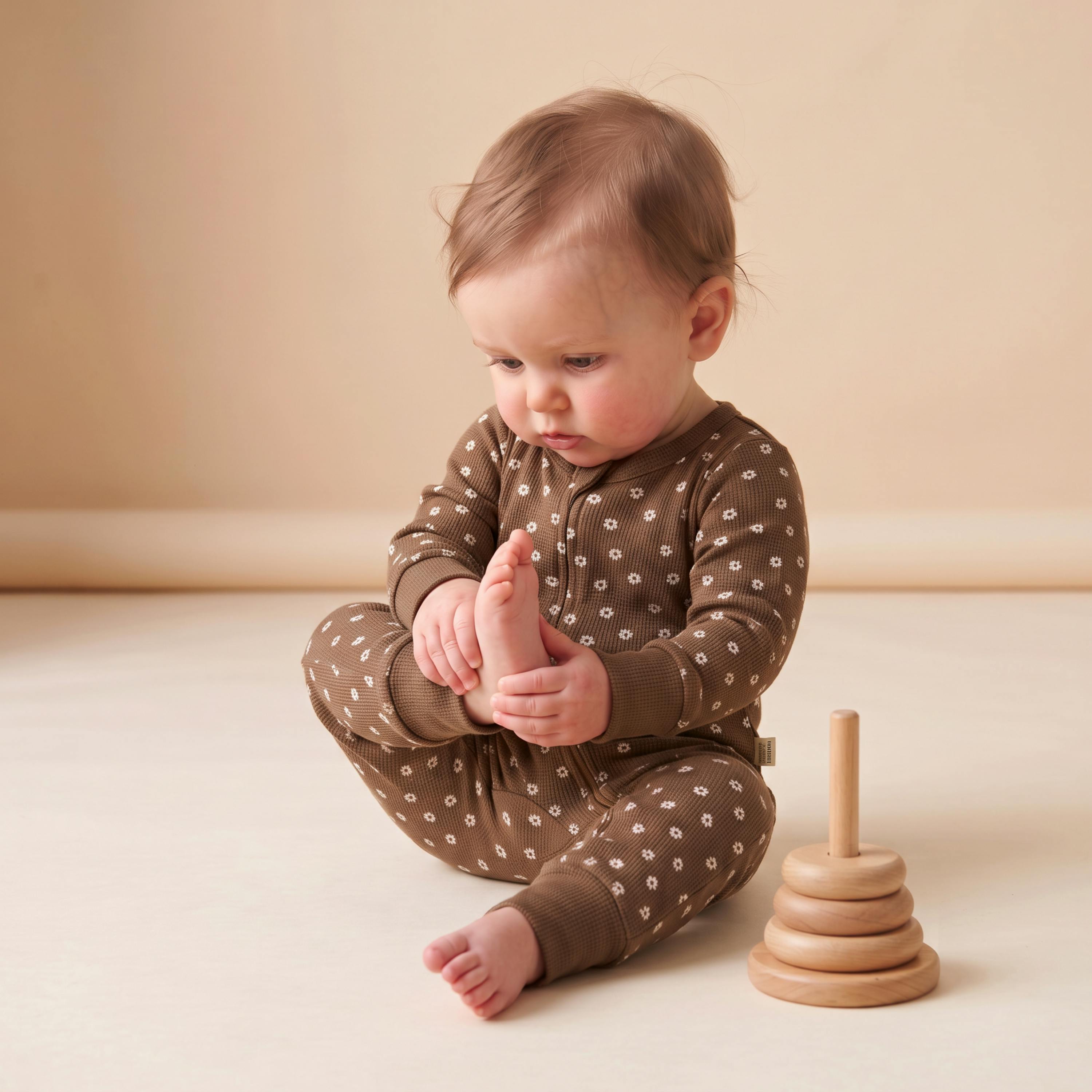 Organic 2-Way Zip Romper - Chestnut Bloom