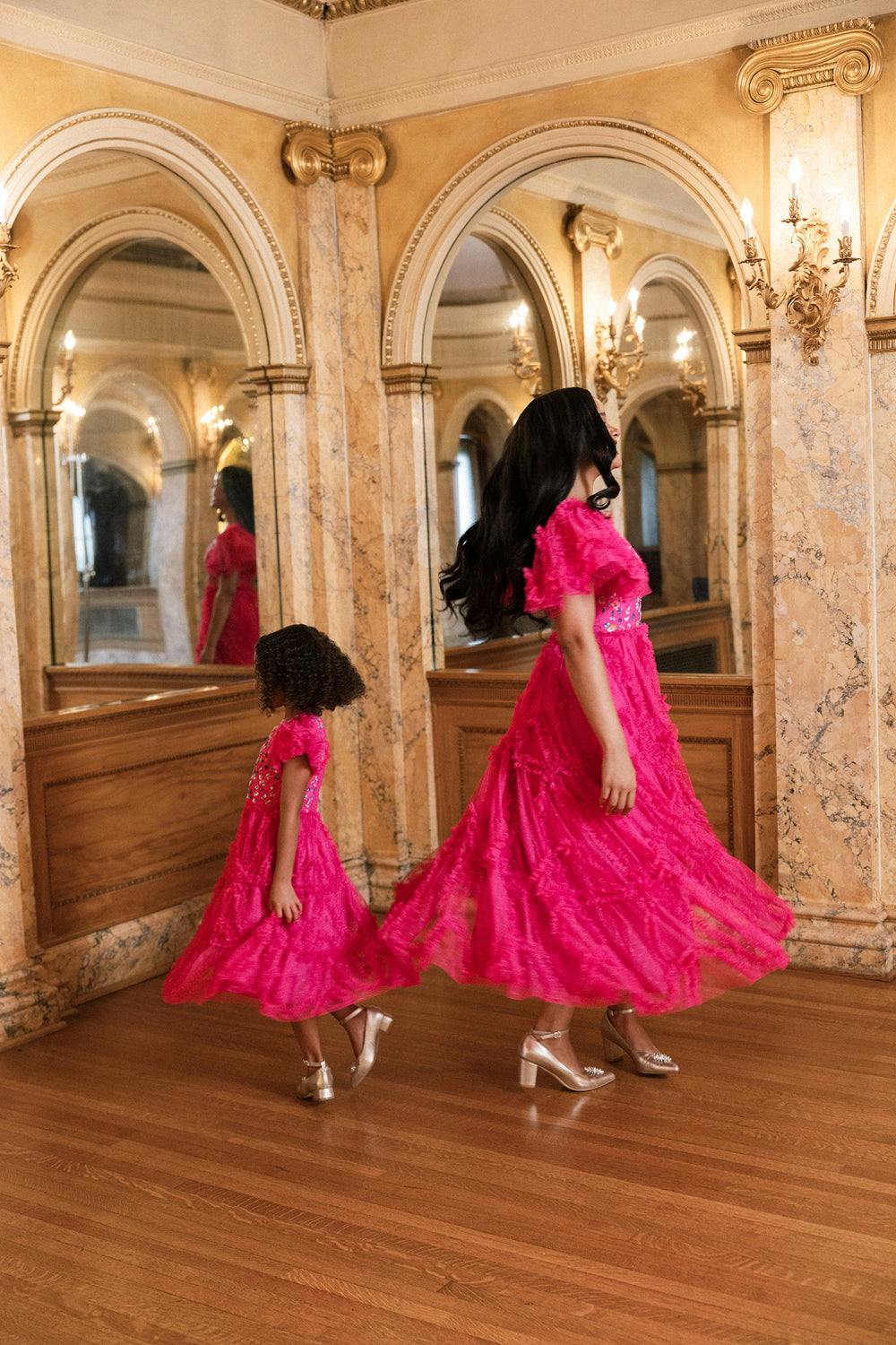 Cressida Dress in Merry Magenta