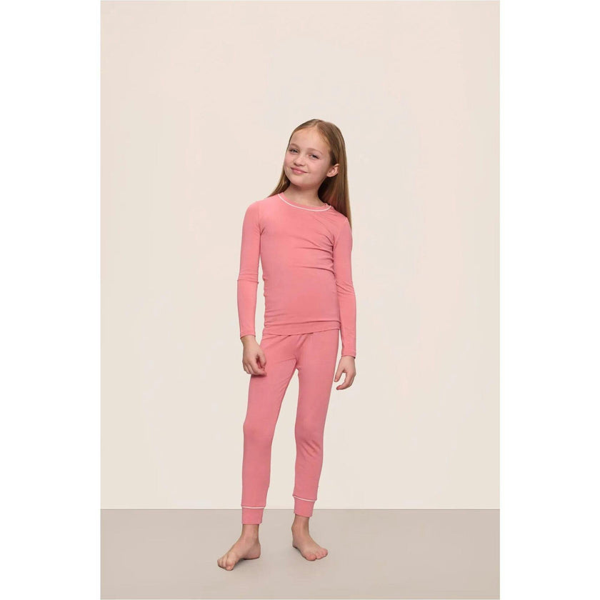 Kids TENCEL Modal Unisex Long PJ Set, Pink