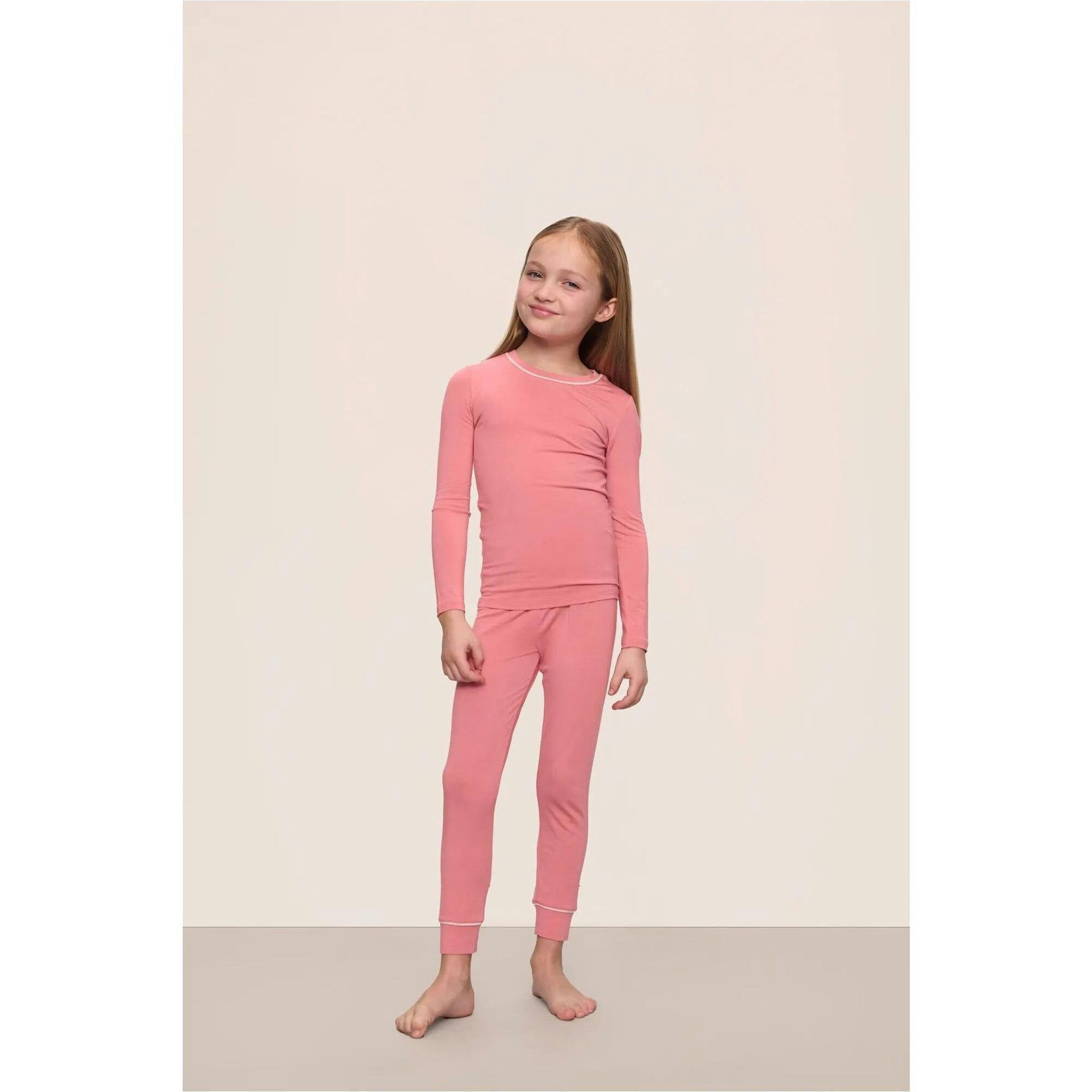 Kids TENCEL Modal Unisex Long PJ Set, Pink