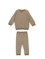 Waffle Knit Ribbed Trim Sweater & Pant Sparkle Set
