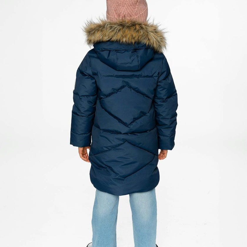 Long Winter Puffer Coat Dark Blue