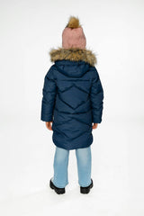 Long Winter Puffer Coat Dark Blue