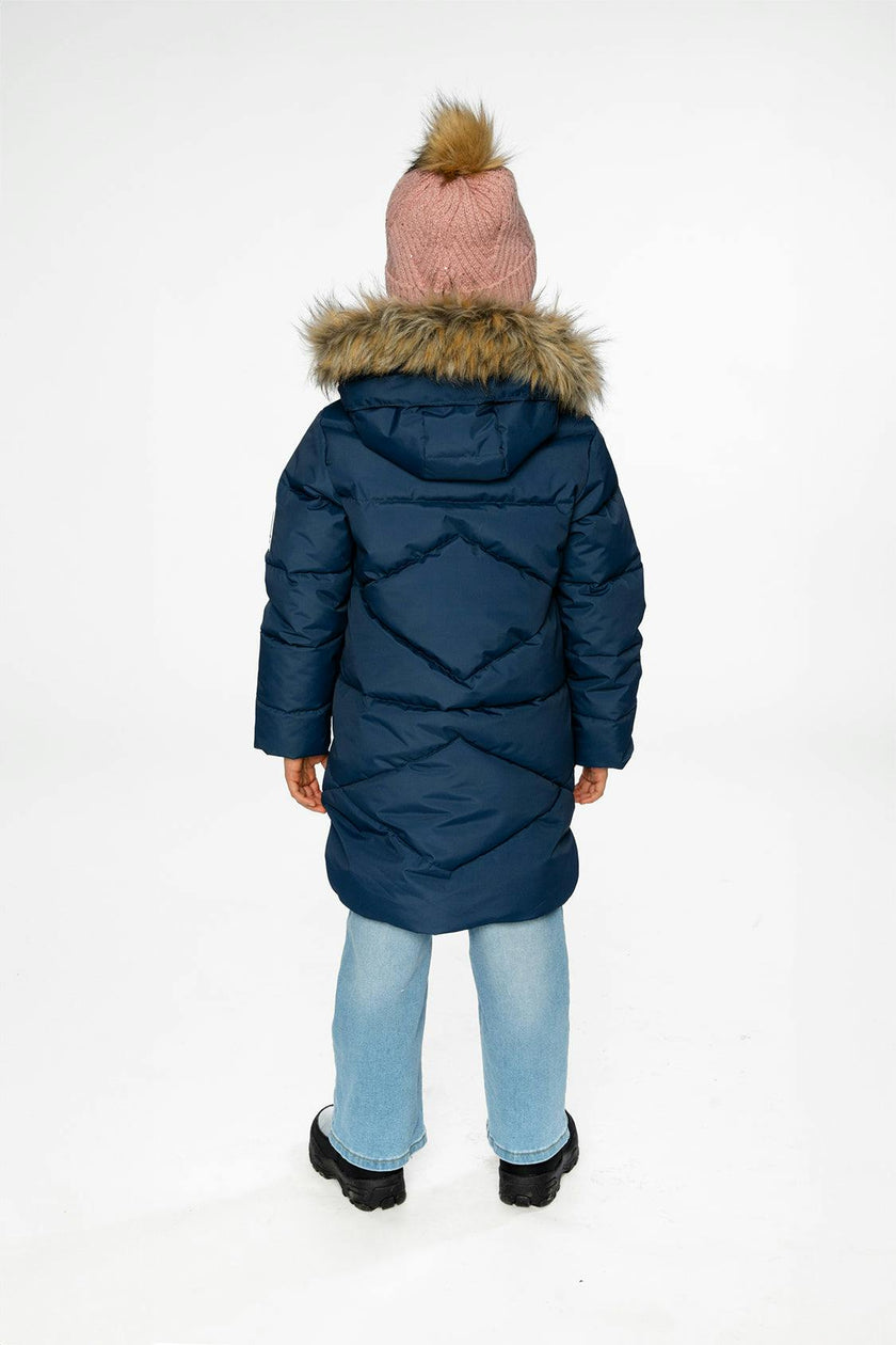 Long Winter Puffer Coat Dark Blue