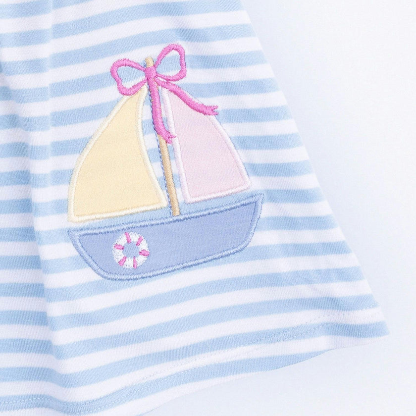 Bubbly Sailboat Stripe - Ruffle Top and Bloomer