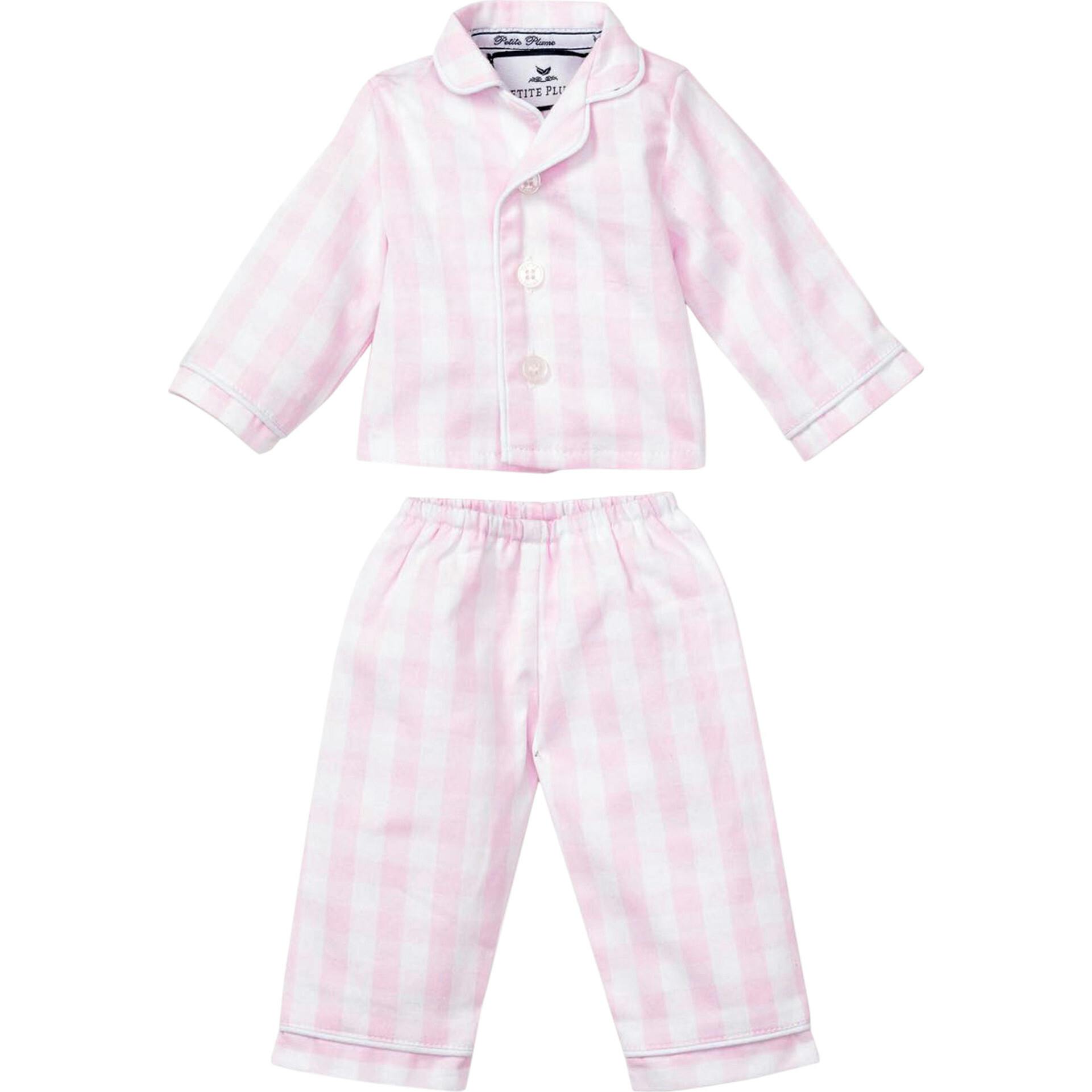 Kid's Twill Doll Pajamas in Pink Gingham