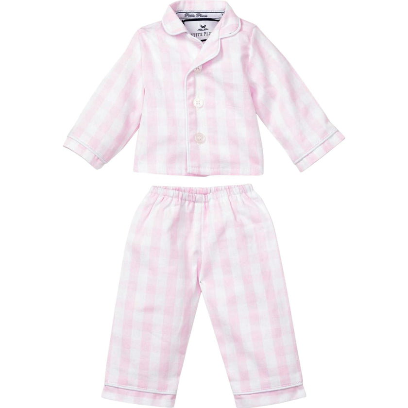 Kid's Twill Doll Pajamas in Pink Gingham