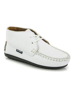 Smooth Leather Moccasin Boots, White