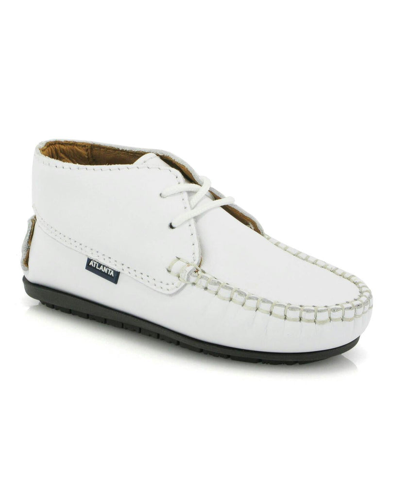 Smooth Leather Moccasin Boots, White