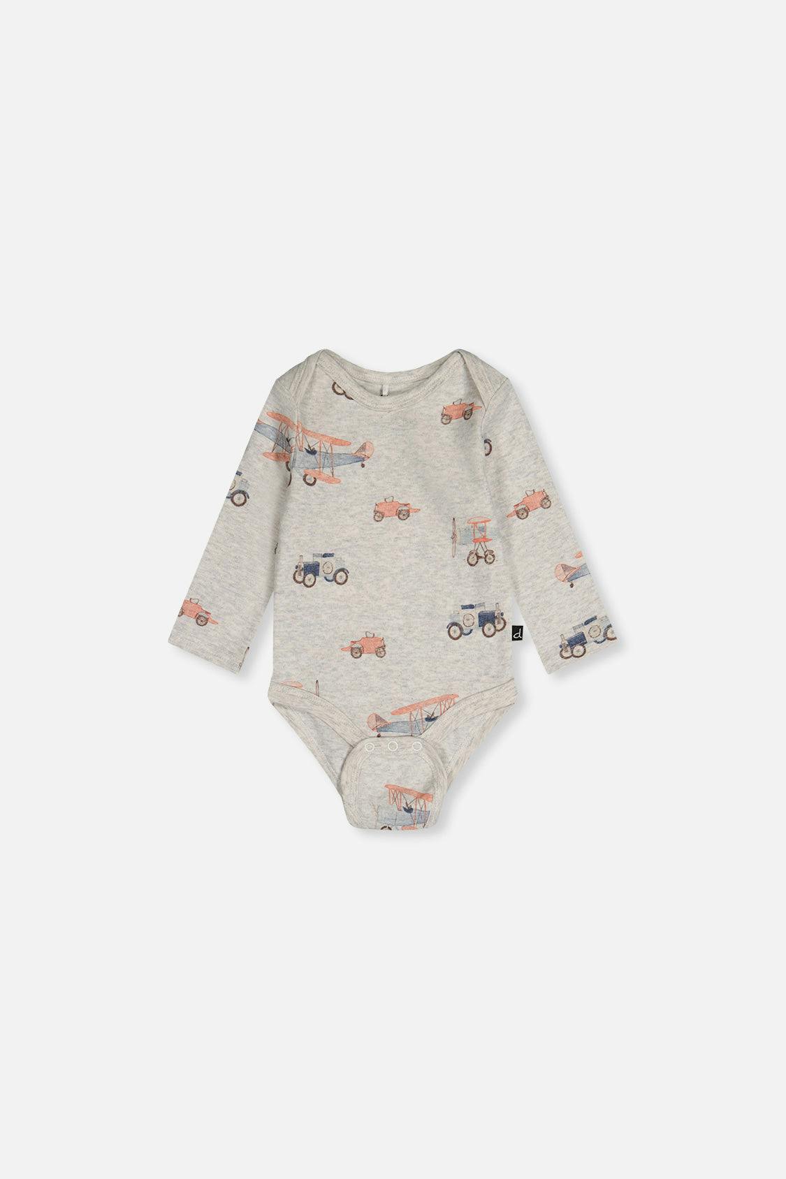 Organic Cotton Onesie Beige Printed Airplanes