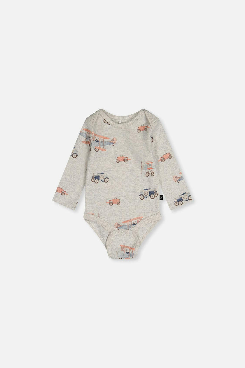 Three Pack Organic Cotton Onesie Beige Printed Airplanes