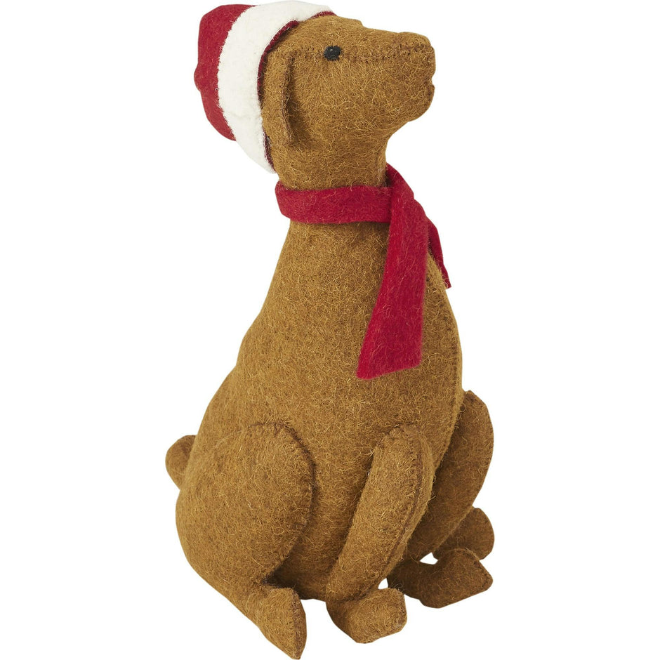 Brown Lab with Santa Hat Christmas Tree Topper in Hand Felted Wool