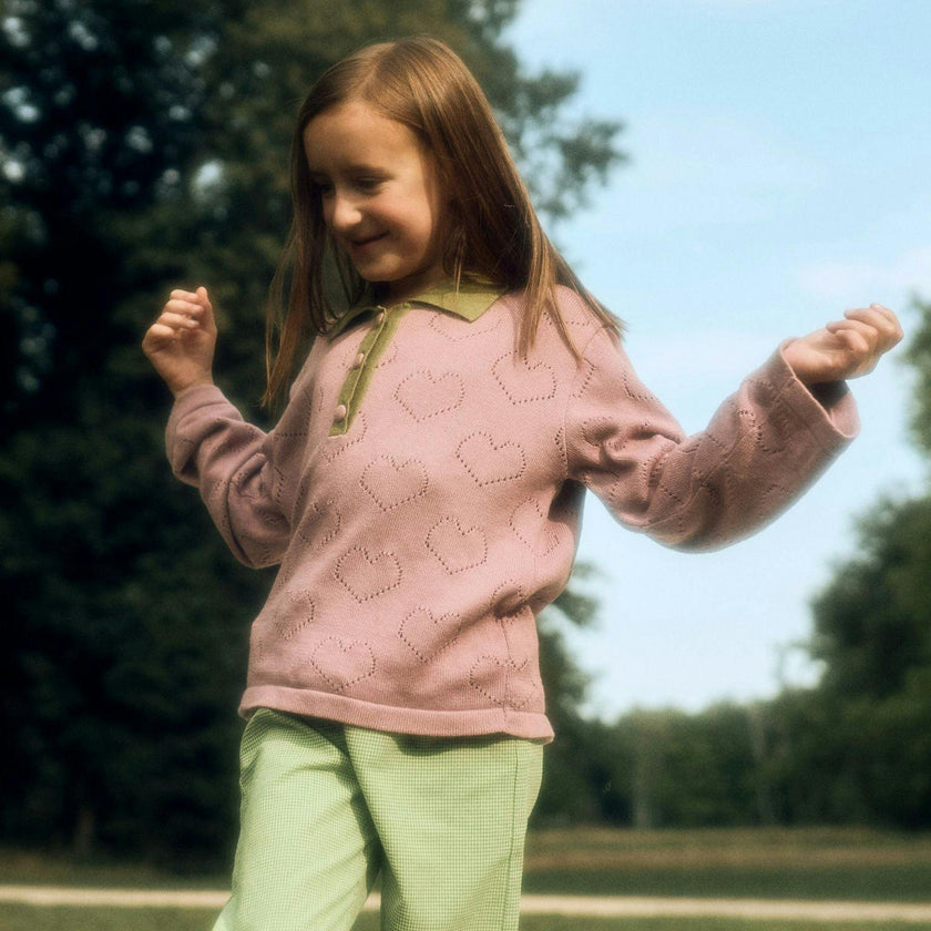 children's cotton sweater - blush hearts