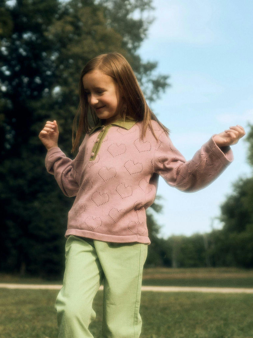 children's cotton sweater - blush hearts