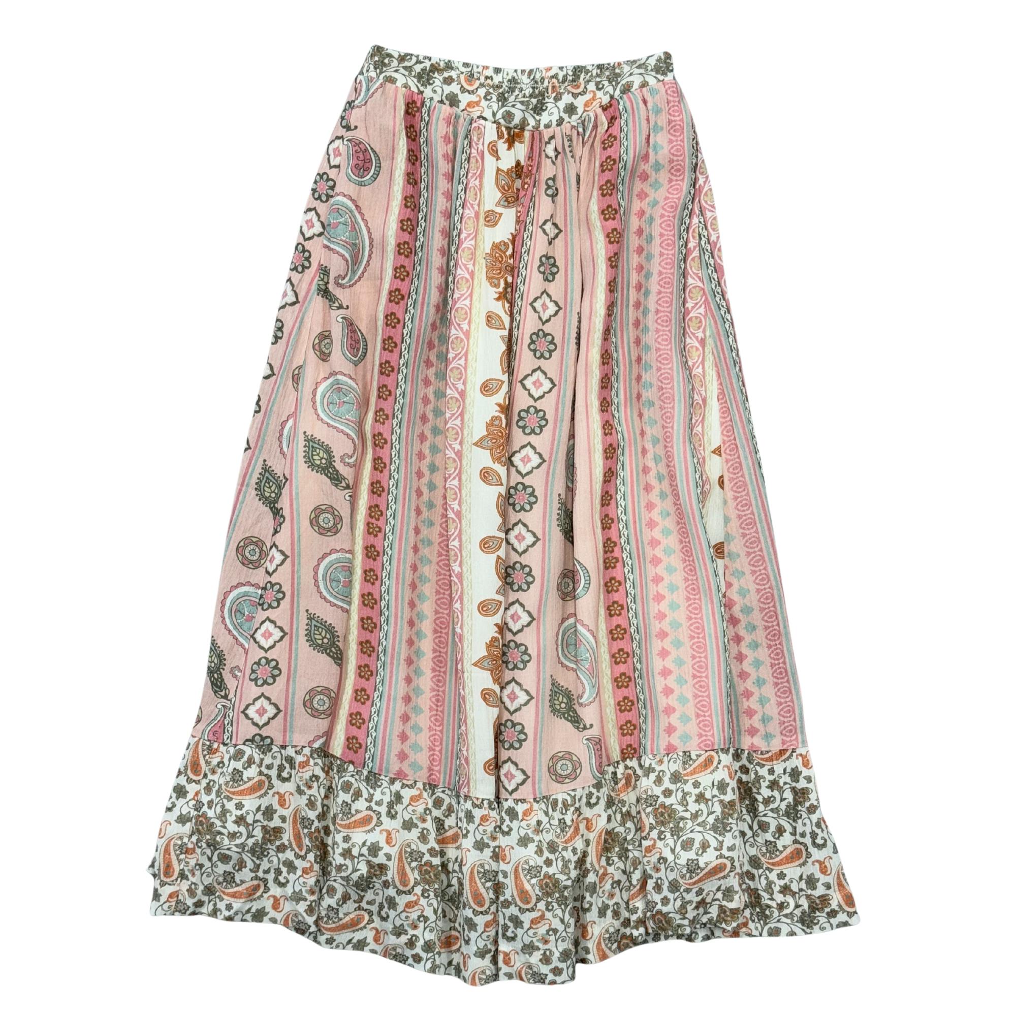 Girls Ruffle Bottom Maxi Skirt in Willow Paisley