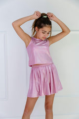Pink Crystal Tennis Skort Set