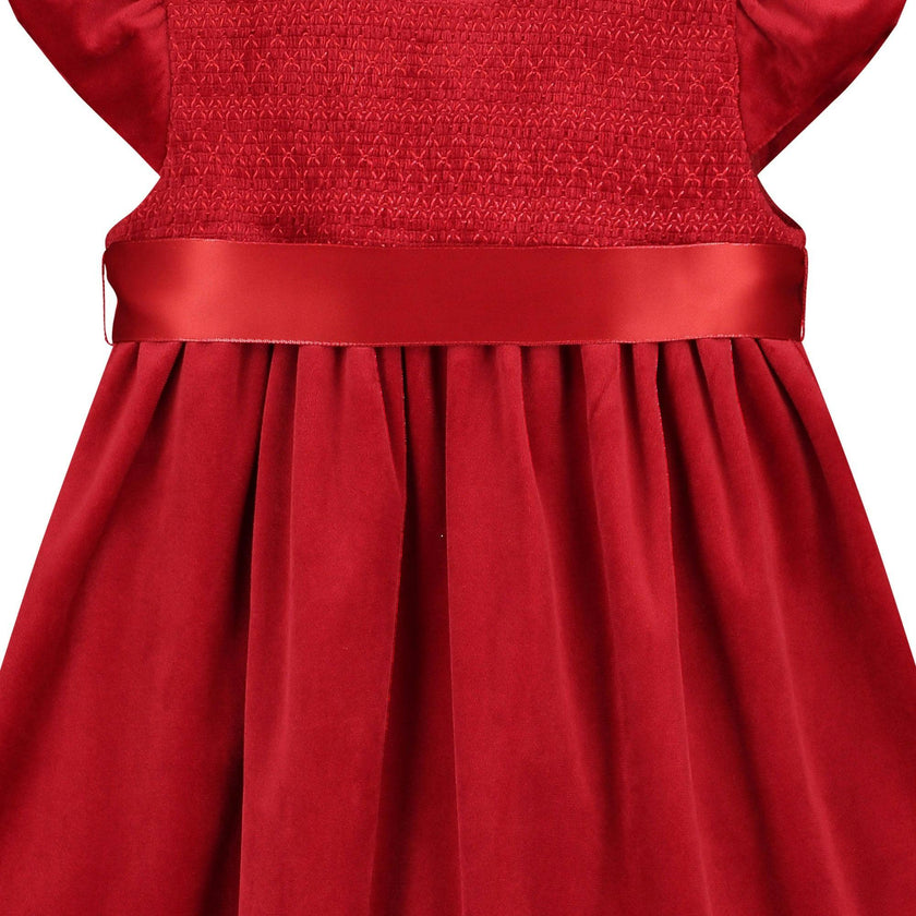 Poppy Smocked Velvet Girls Party Dress