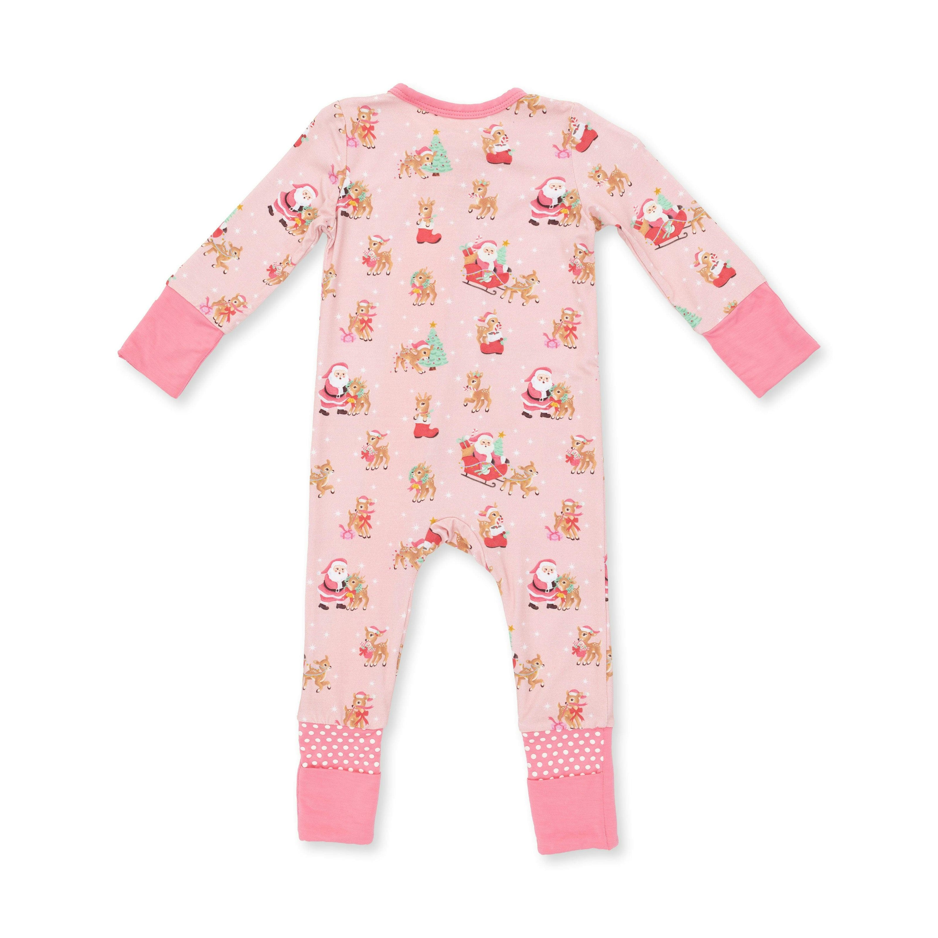 Vintage Reindeer & Santa Pink - Convertible Romper