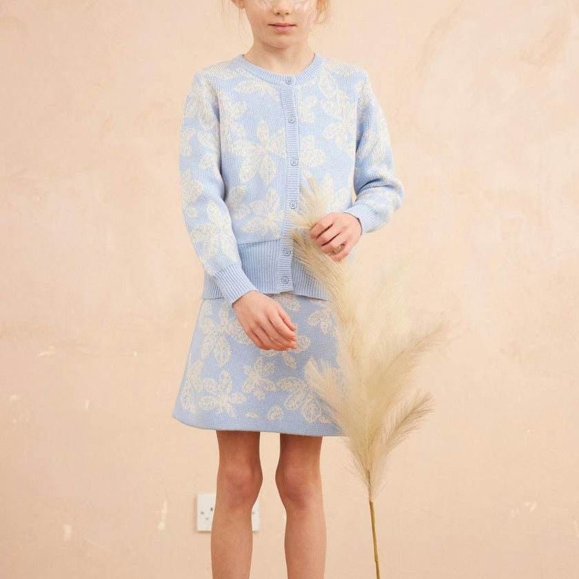 Chestnut Leaves Cardigan | Sky