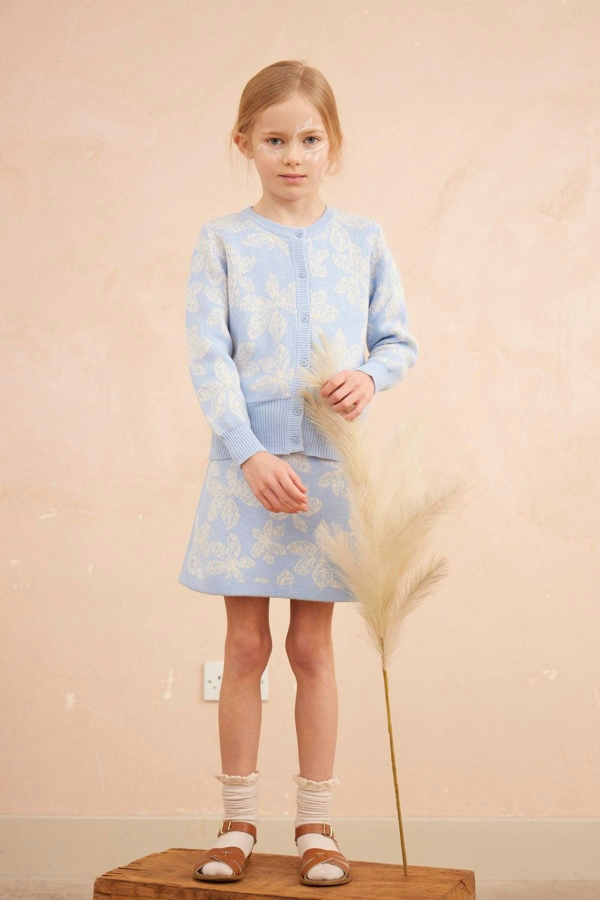 Chestnut Leaves Cardigan | Sky