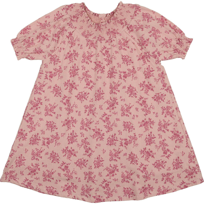 Smocked Floral 3-Quarter Sleeve Dress