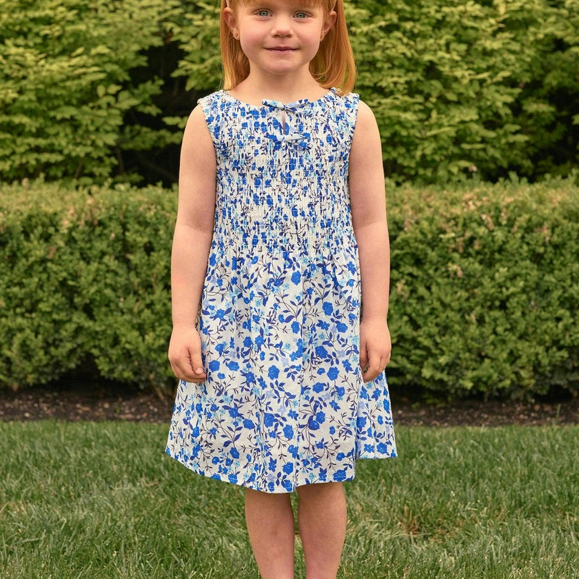 Mini Ana Dress in Ditsy Cobalt Floral