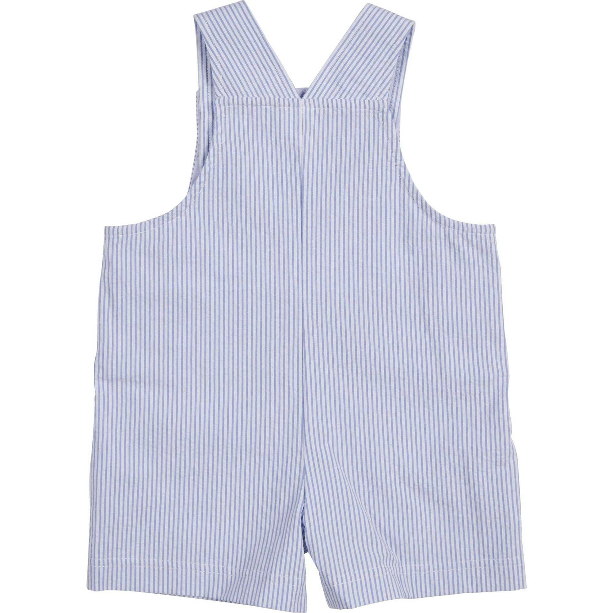 Stripe Seersucker Shortall With Lawn Mower
