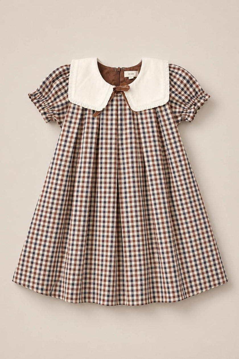 Mini Emery Dress in Chestnut Gingham