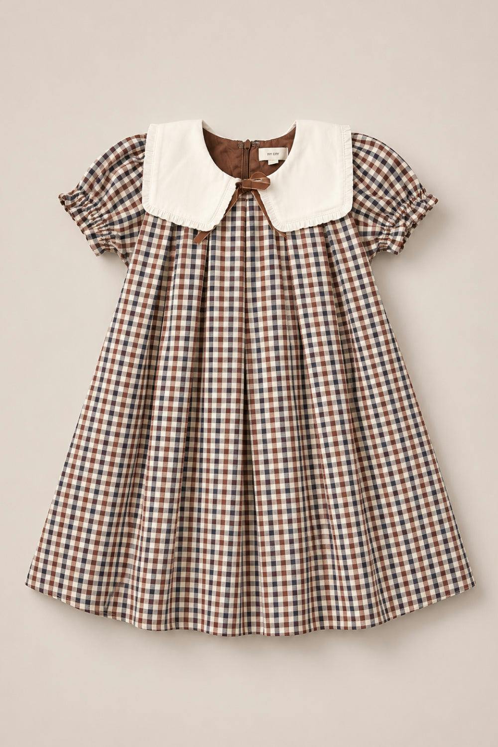 Mini Emery Dress in Chestnut Gingham