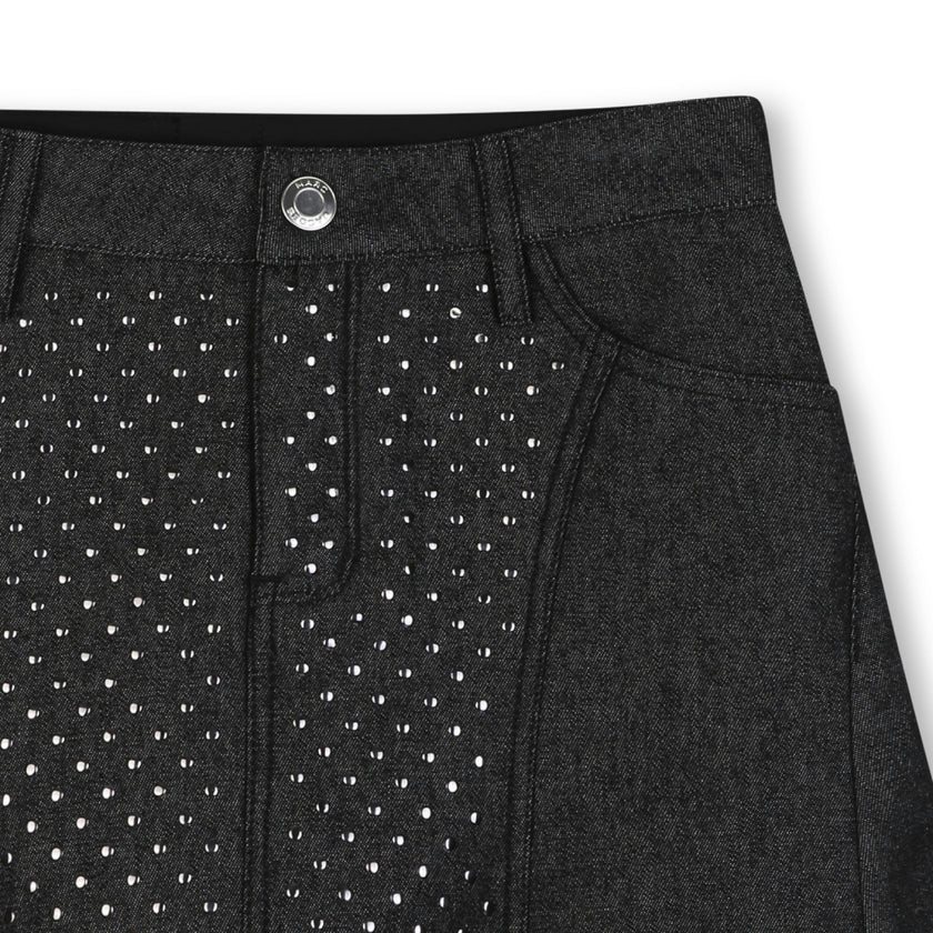 Black Studded Denim Skirt