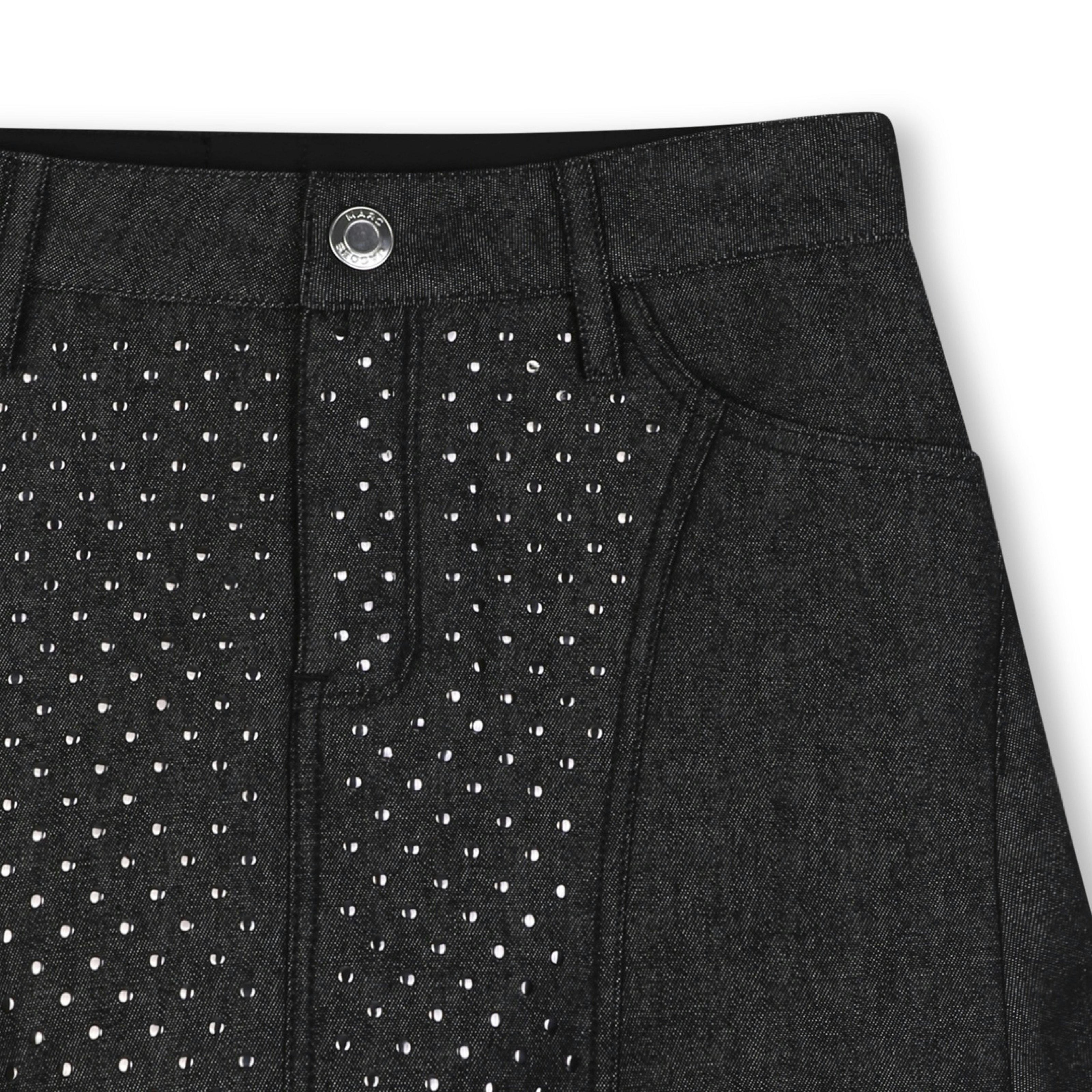 Black Studded Denim Skirt