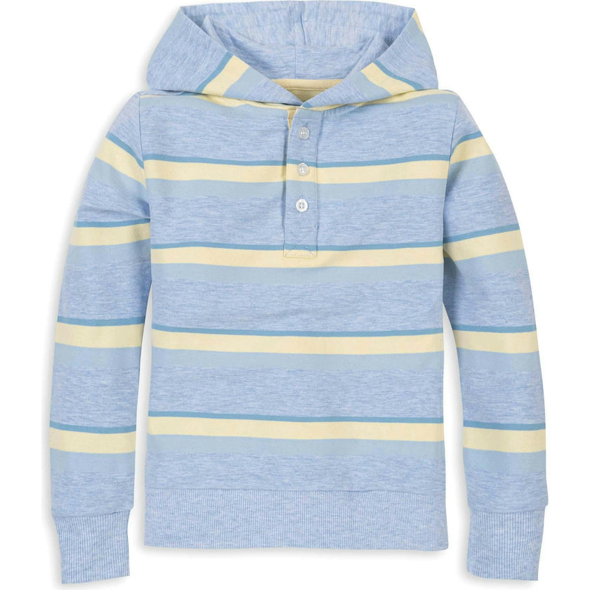 Organic French Terry Henley Hoodie, Blue