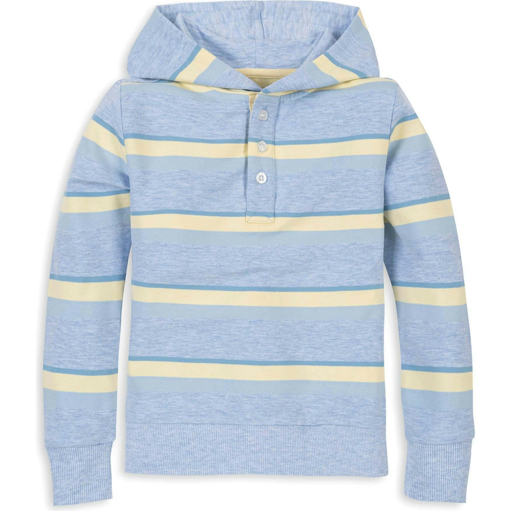 Organic French Terry Henley Hoodie, Blue