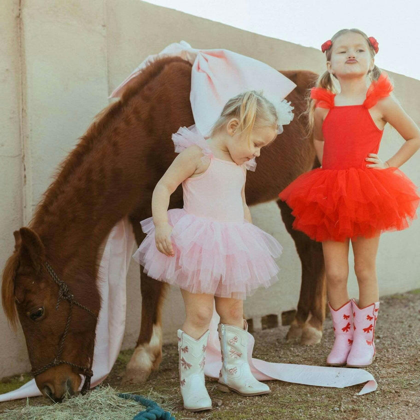 Cowgirl Red + Pink Bow Boots, Pink