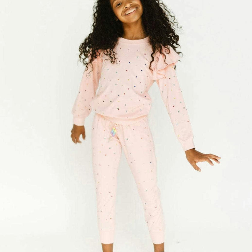 Rainbow Crystal Ruffle Jogger Set
