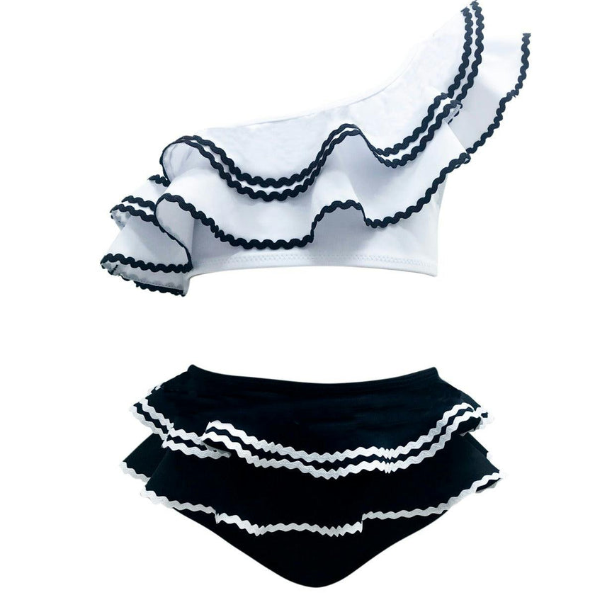 Selene Tired Ruffle One-Shoulder & Waist Two-Piece Bikini