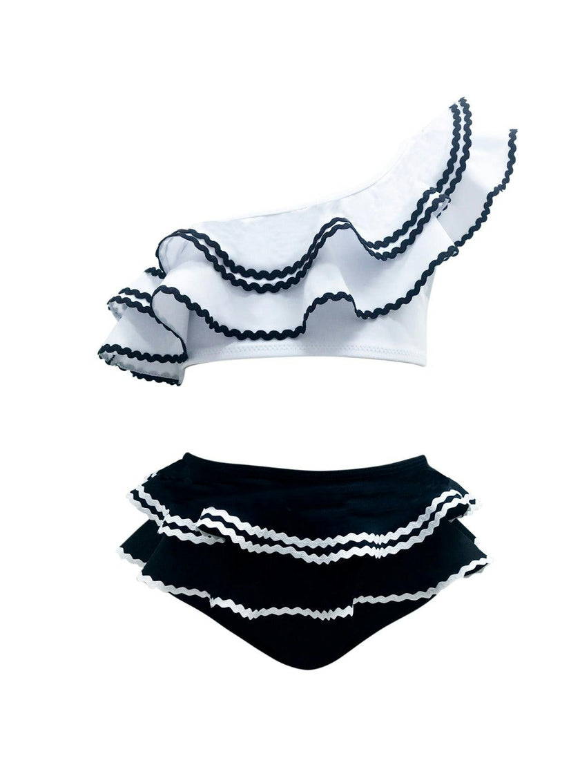 Selene Tired Ruffle One-Shoulder & Waist Two-Piece Bikini