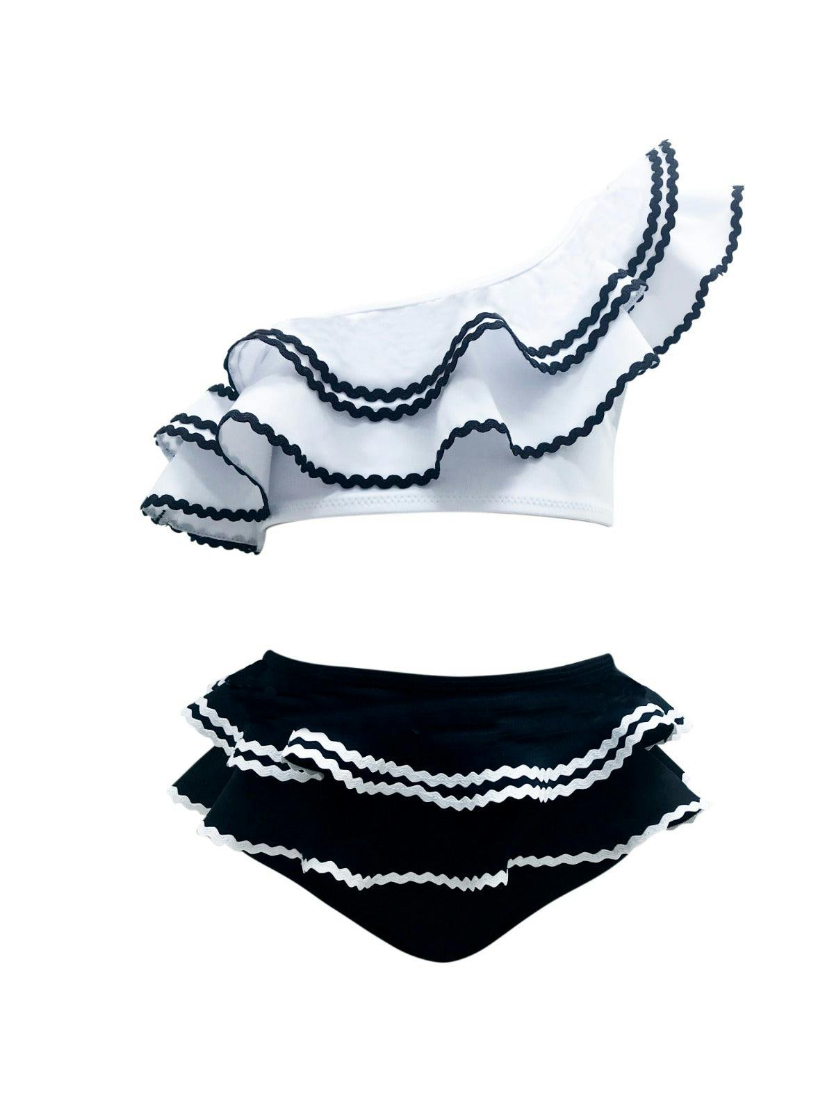 Selene Tired Ruffle One-Shoulder & Waist Two-Piece Bikini