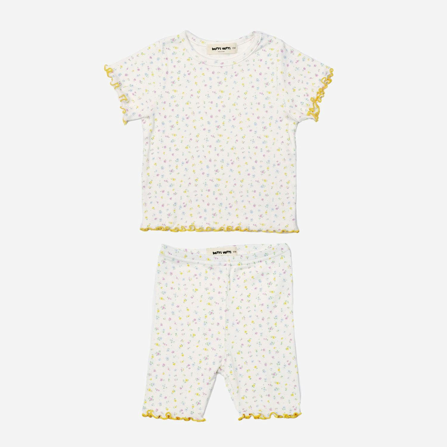 Berry Cotton PJ Set - Yellow Floral