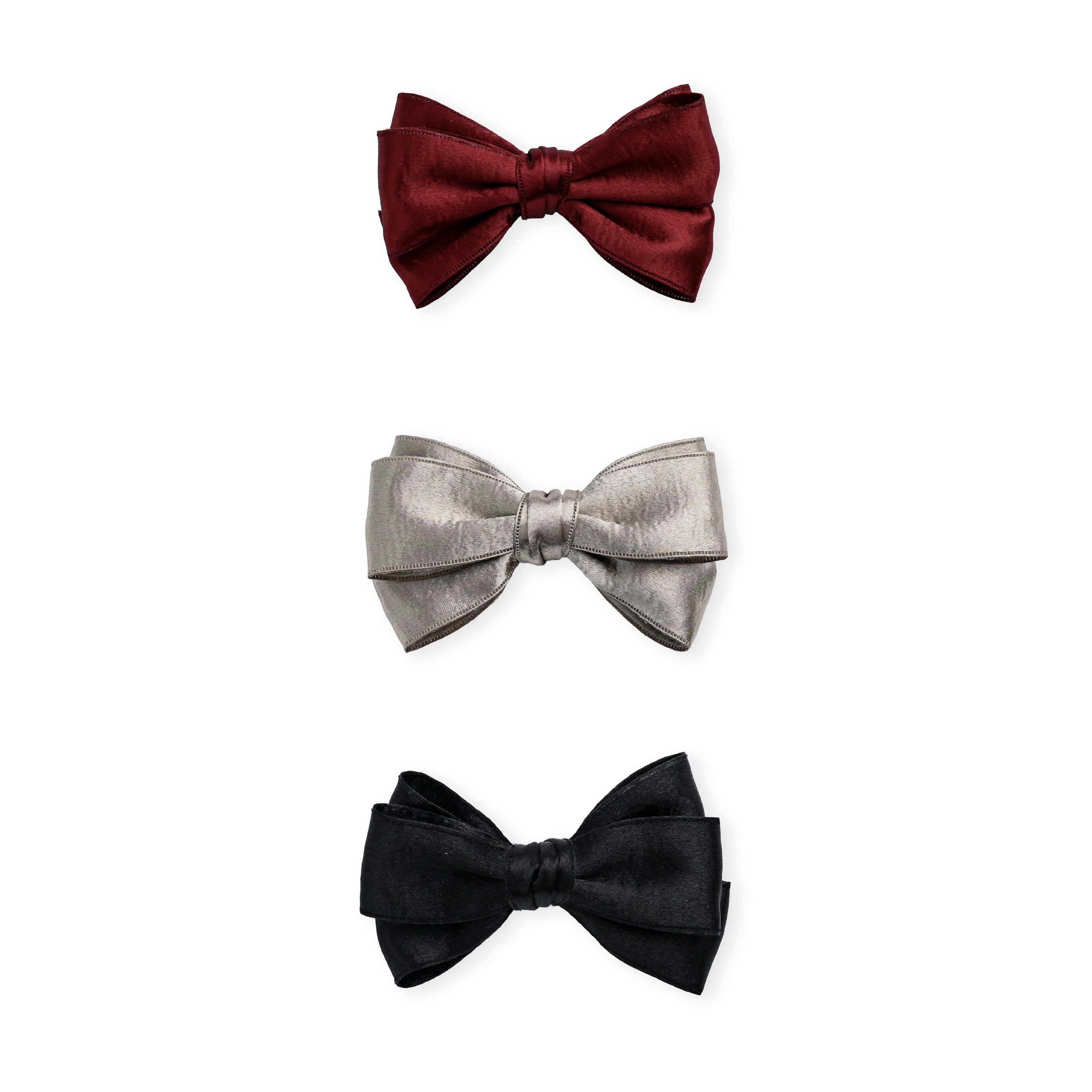 Multicolor Classic Satin Bow Hair Clip Set