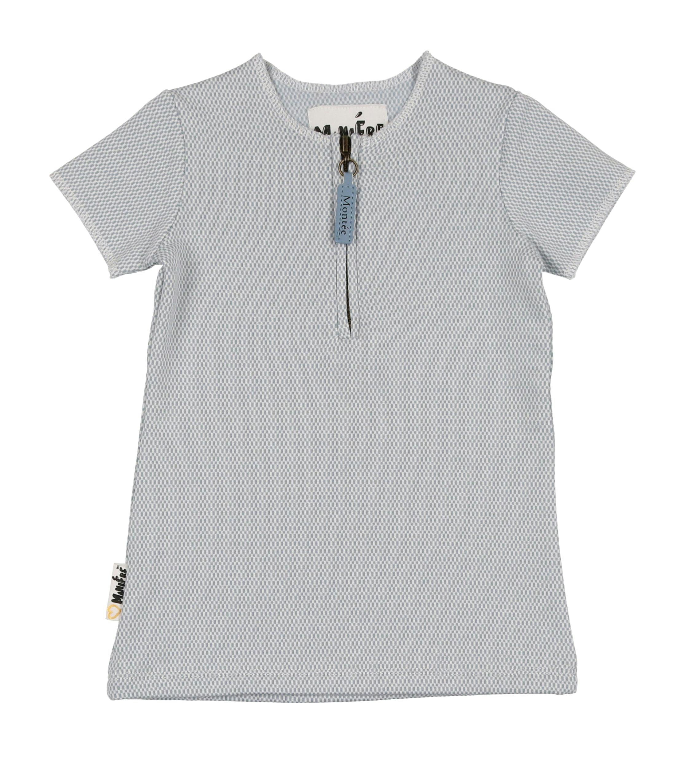 Microgrid Patterned Short Sleeves Unisex Shirt
