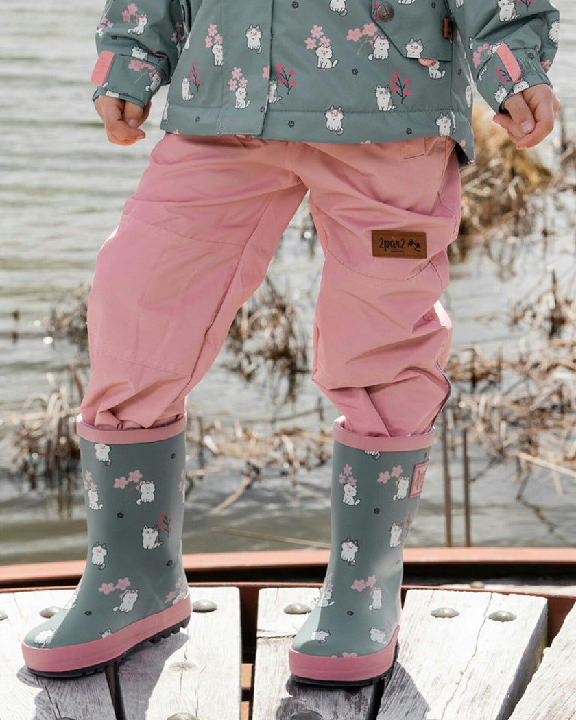 Rain Boots In Natural Rubber Green Print