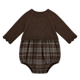 Pointel Knit & Plaid Woven Bubble