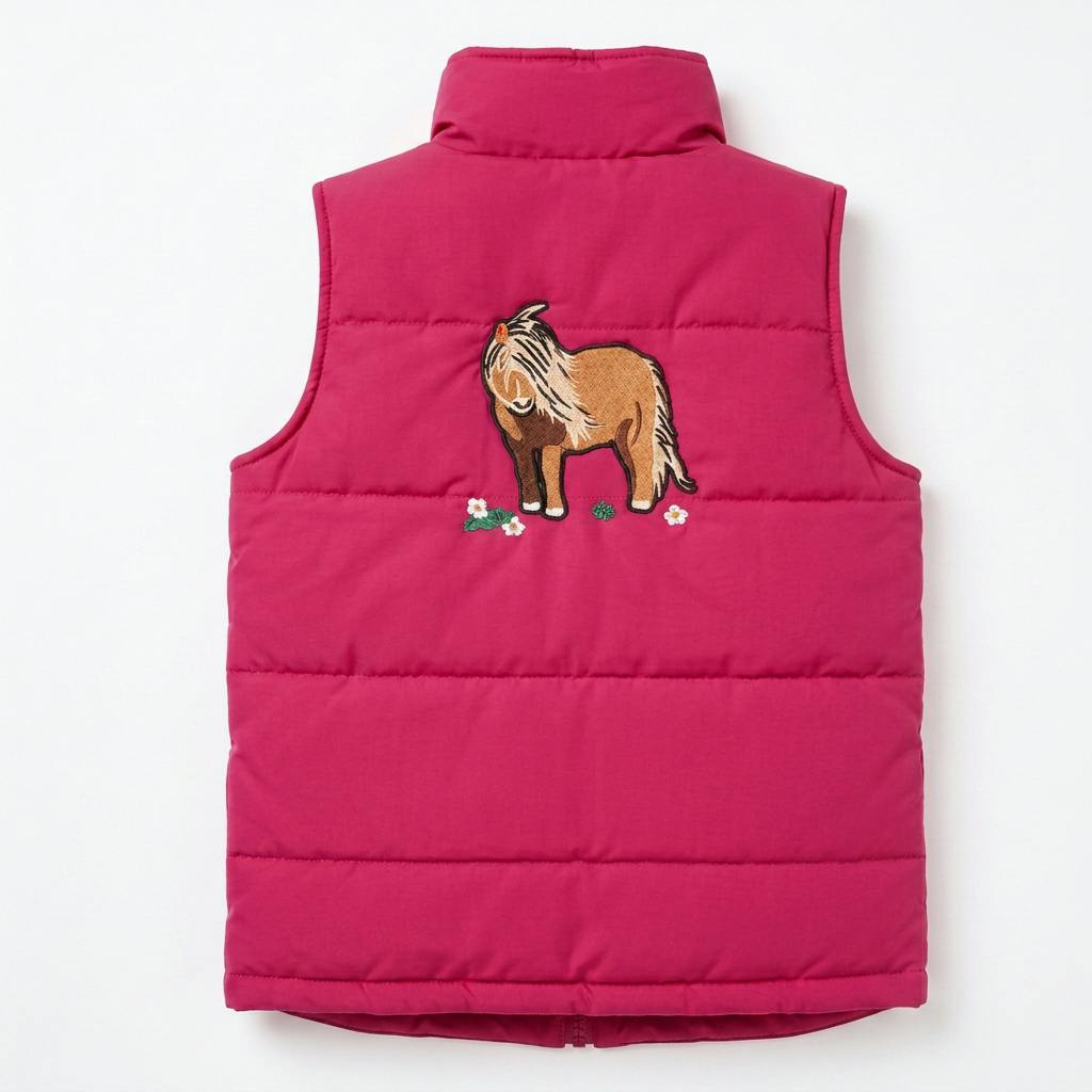 Richmond Embroidered Girl's Vest - Pink Pony