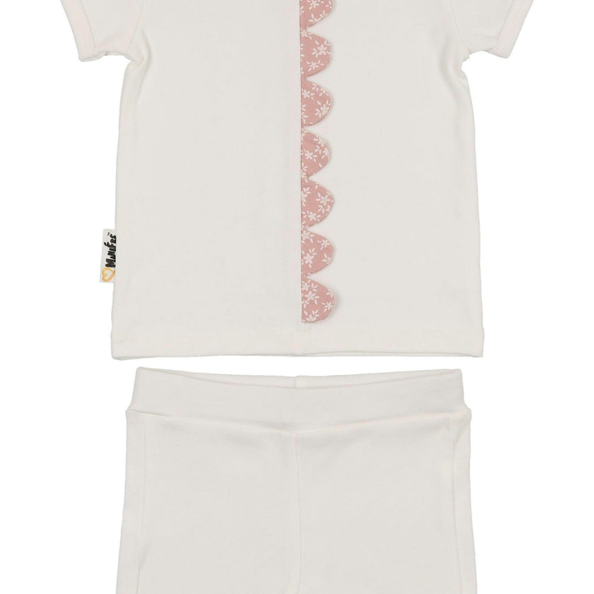 Floral Scalloped Front Top & Short Set
